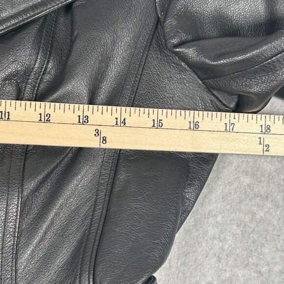 VINTAGE Maxima Wilsons Leather Jacket Adult Black Button Moto‎ Biker Womens Med - Picture 11 of 12